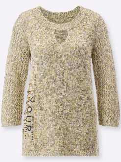 Pullover| 3/4 Arm-Pullover gelb-beige-meliert