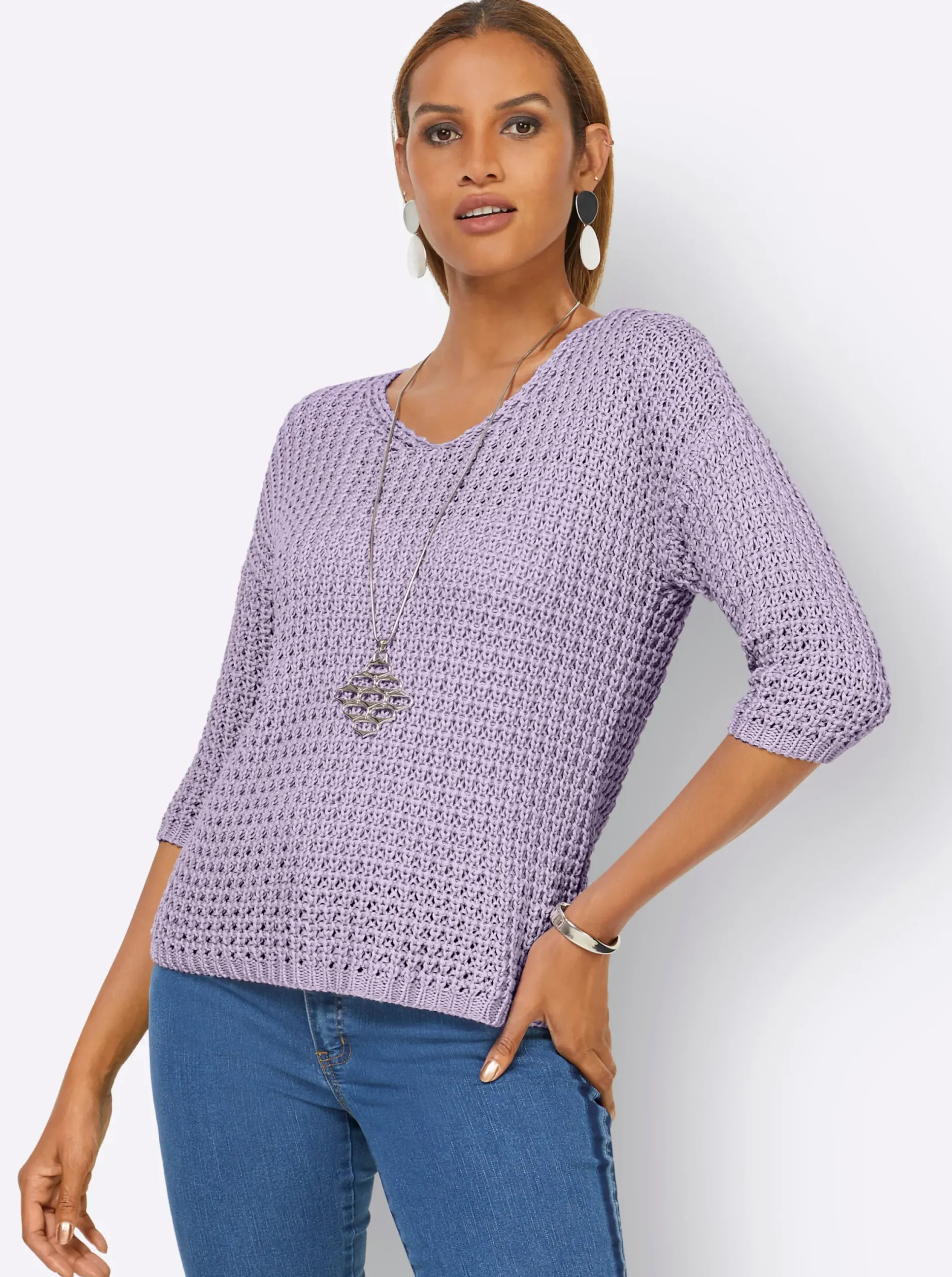 Pullover| 3/4 Arm-Pullover flieder