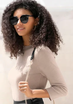 Strandmode|Pullover|LASCANA 3/4 Arm-Pullover beige-meliert