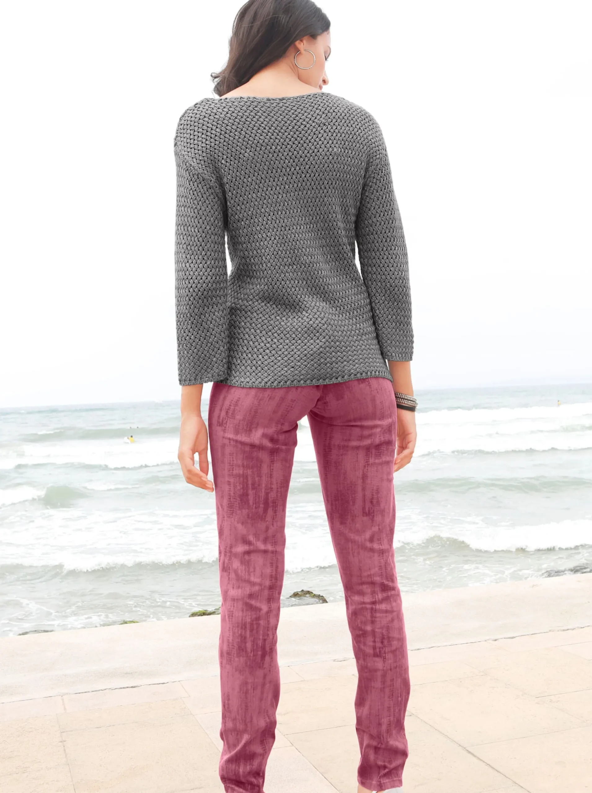Pullover| 3/4 Arm-Pullover grau
