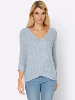 Pullover|heine 3/4 Arm-Pullover aus Bändchengarn hellblau