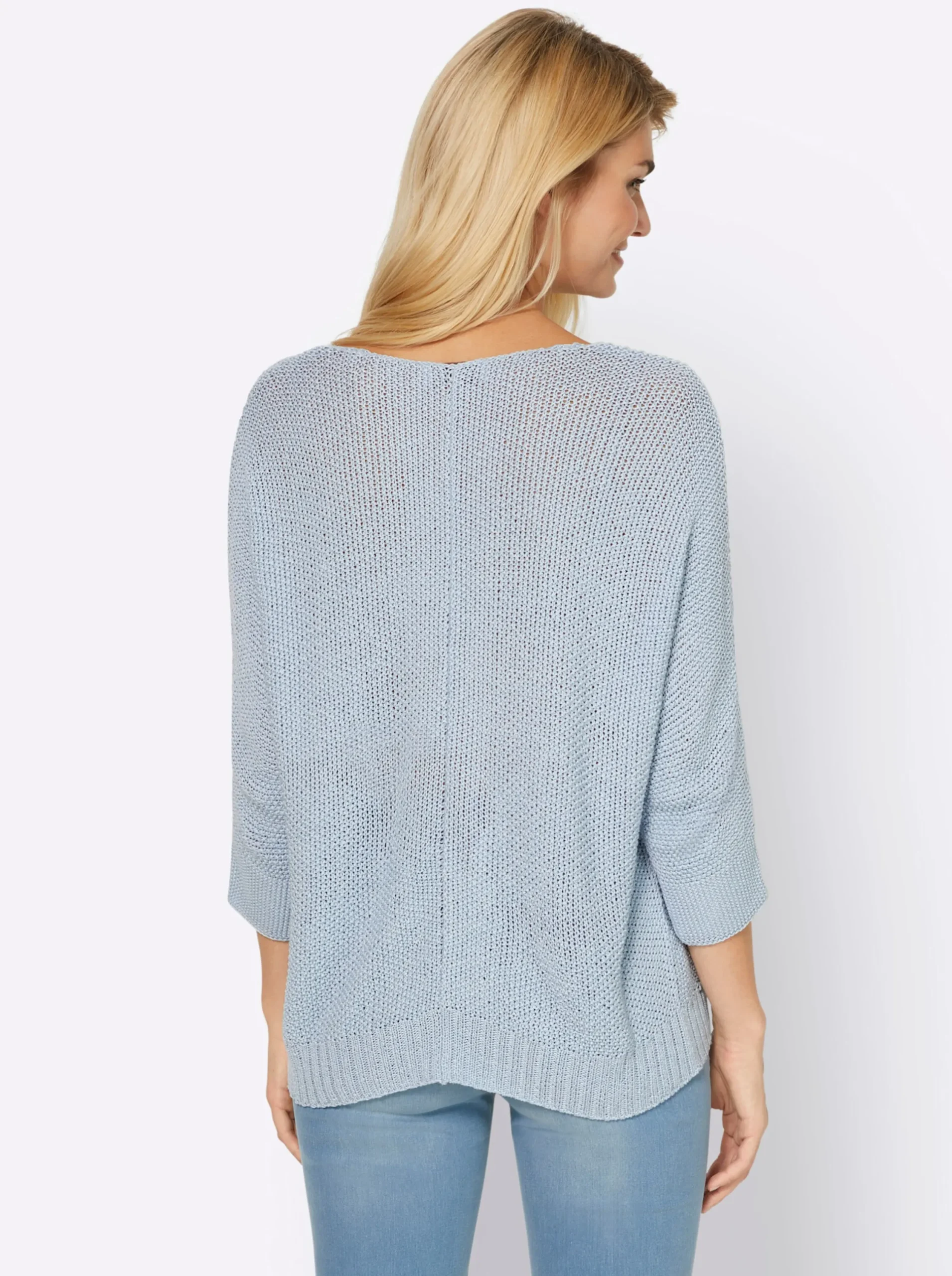 Pullover|heine 3/4 Arm-Pullover aus Bändchengarn hellblau