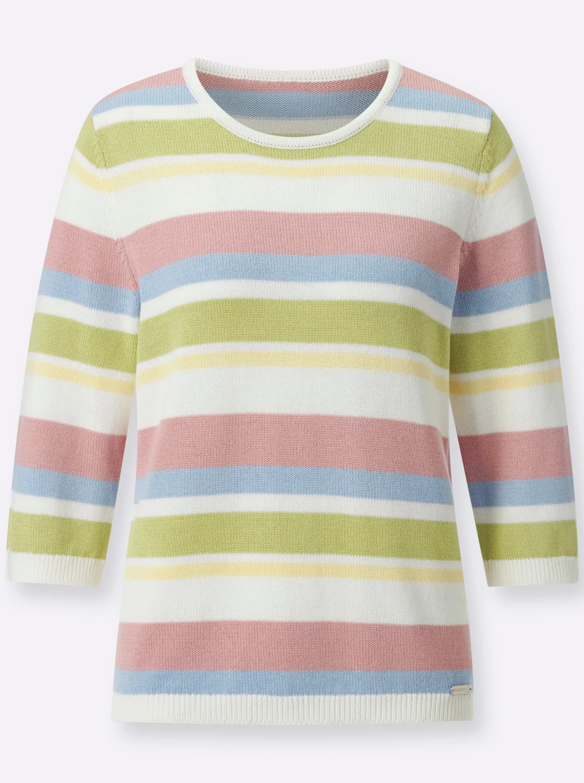 Pullover| 3/4 Arm-Pullover im Ringelmuster hortensie-ecru-geringelt