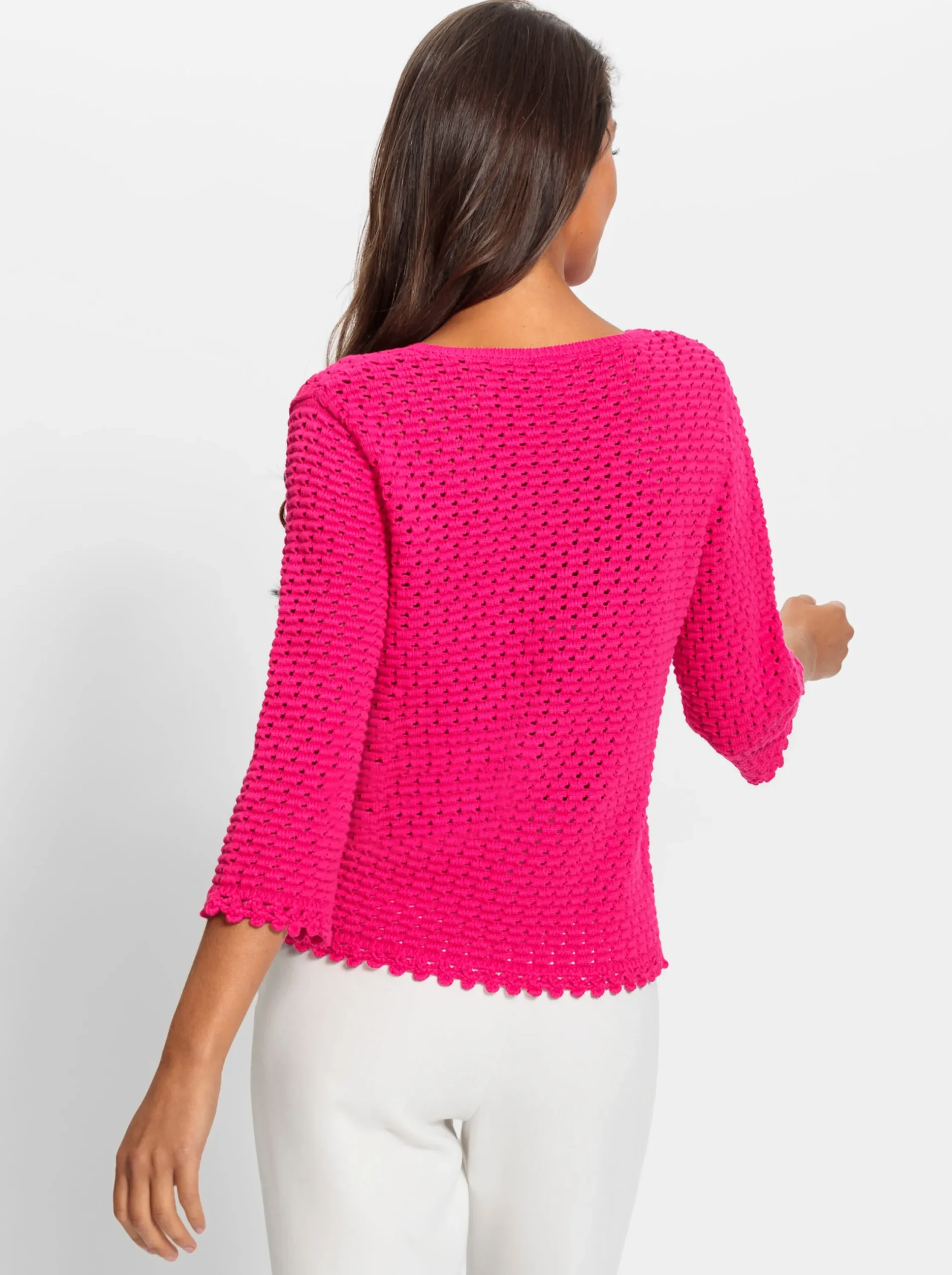 Pullover|heine 3/4 Arm-Pullover mit Lochmuster pink