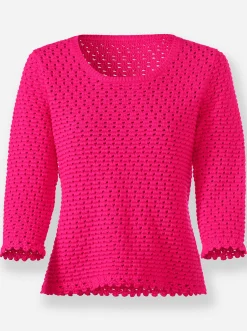 Pullover|heine 3/4 Arm-Pullover mit Lochmuster pink
