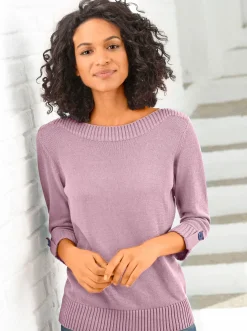 Pullover| 3/4 Arm-Pullover mit Zierriegel am Ärmel altrosé