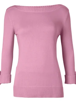 Pullover| 3/4 Arm-Pullover mit Zierriegel am Ärmel altrosé