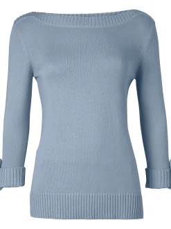 Pullover| 3/4 Arm-Pullover mit Zierriegel am Ärmel eisblau