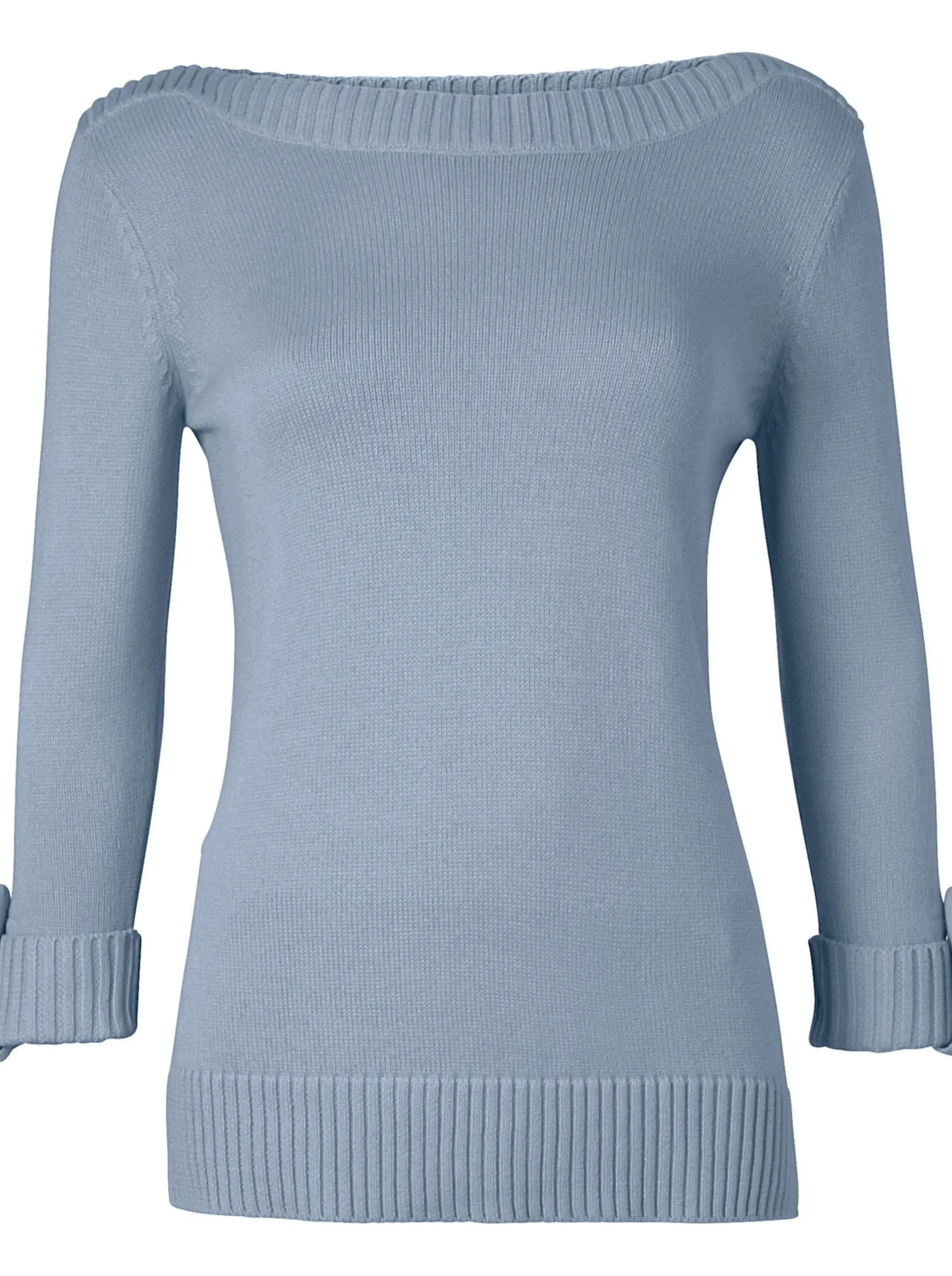 Pullover| 3/4 Arm-Pullover mit Zierriegel am Ärmel eisblau