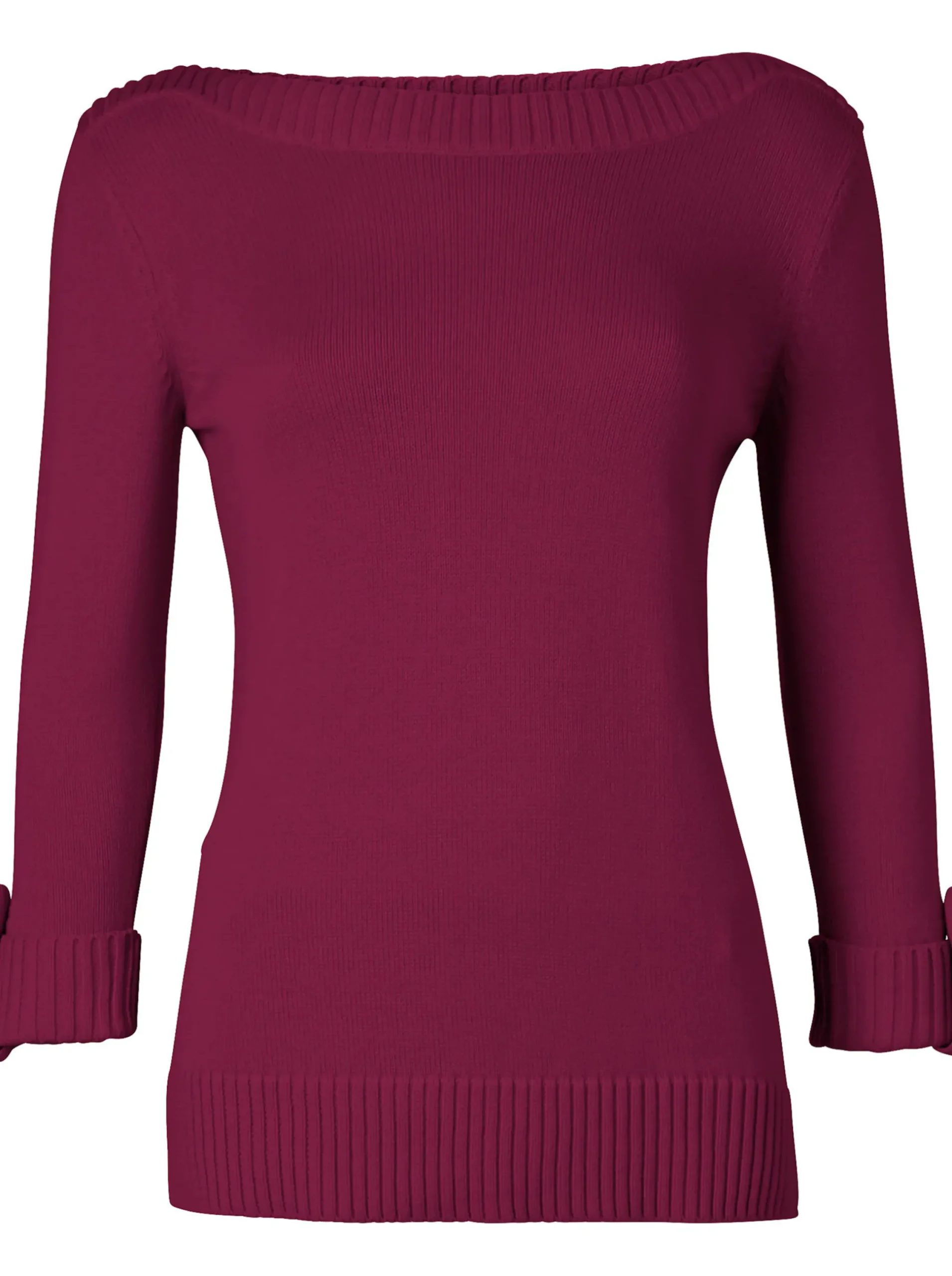 Pullover| 3/4 Arm-Pullover mit Zierriegel am Ärmel fuchsia