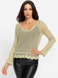 Pullover|heine Ajourpullover lindgrün