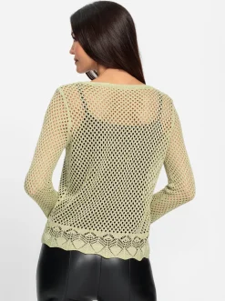 Pullover|heine Ajourpullover lindgrün