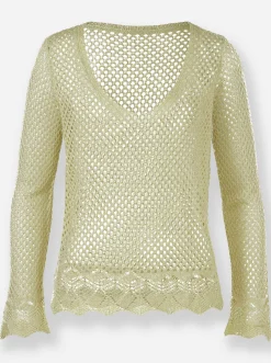 Pullover|heine Ajourpullover lindgrün
