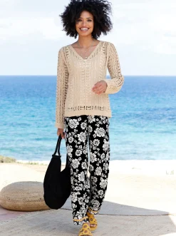 Pullover|heine Ajourpullover aus reiner Baumwolle beige