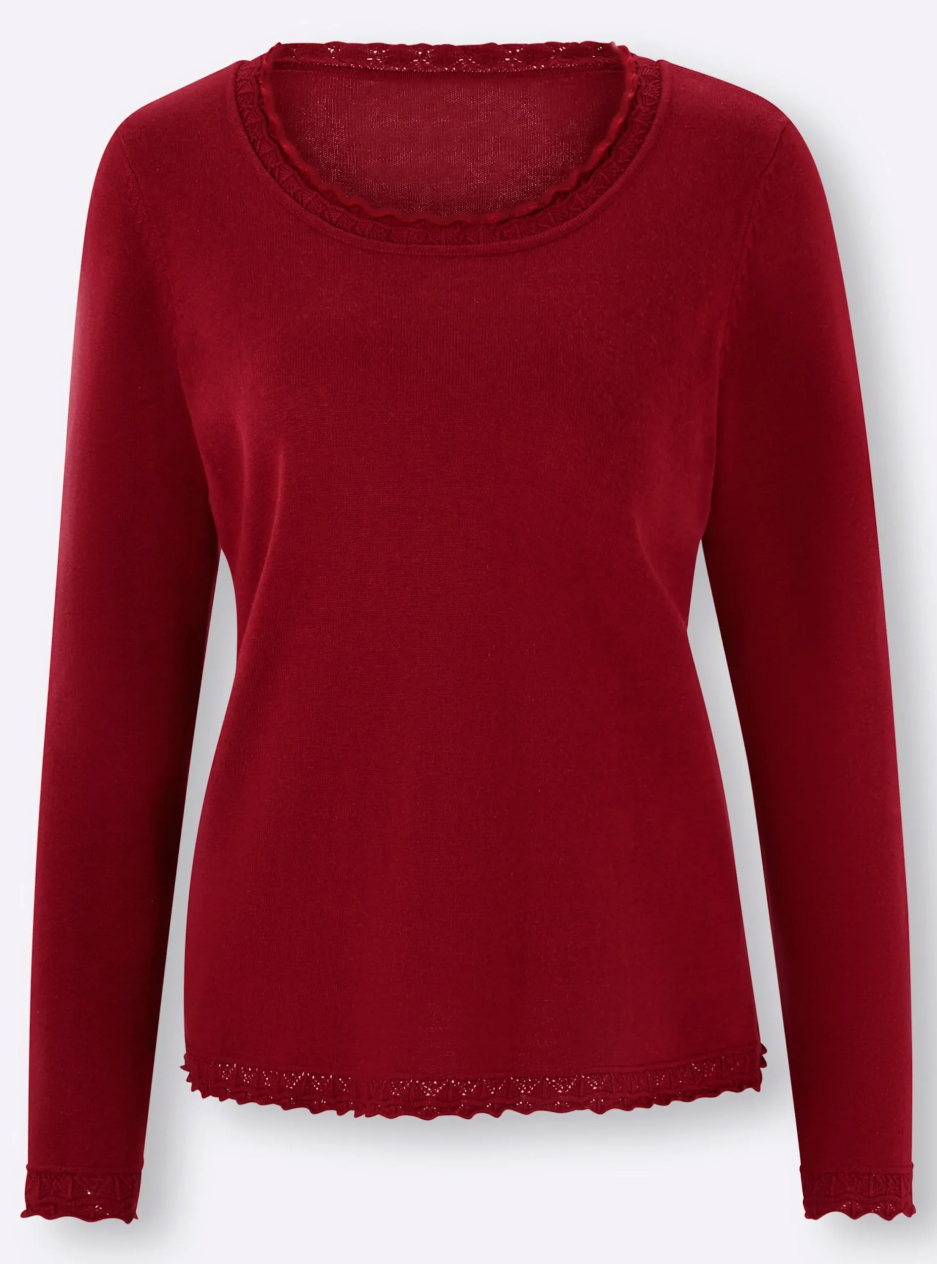 Basics|heine Ajourpullover im Viskose-Baumwoll-Mix dunkelrot