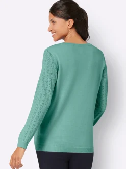 Pullover| Ajourpullover mit gerippten Abschlüssen salbei