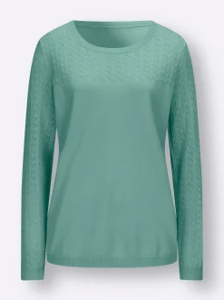 Pullover| Ajourpullover mit gerippten Abschlüssen salbei