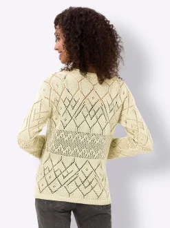 Pullover|heine Ajourpullover mit Glanzgarn sand