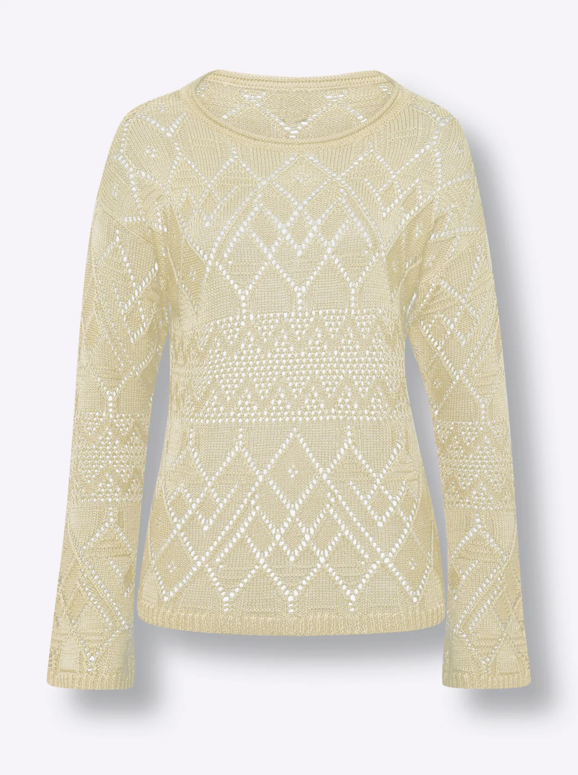 Pullover|heine Ajourpullover mit Glanzgarn sand
