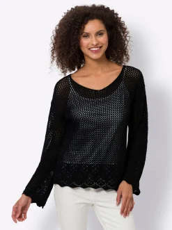 Pullover|heine Ajourpullover mit leicht ausgestelltem Ärmel schwarz