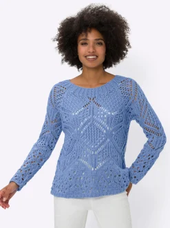 Pullover|heine Ajourpullover mit Raglan-Ärmeln eisblau