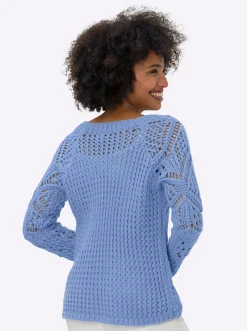 Pullover|heine Ajourpullover mit Raglan-Ärmeln eisblau