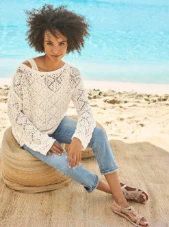 Pullover|heine Ajourpullover mit Transparent-Effekt champagner