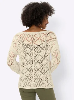 Pullover|heine Ajourpullover mit Transparent-Effekt champagner