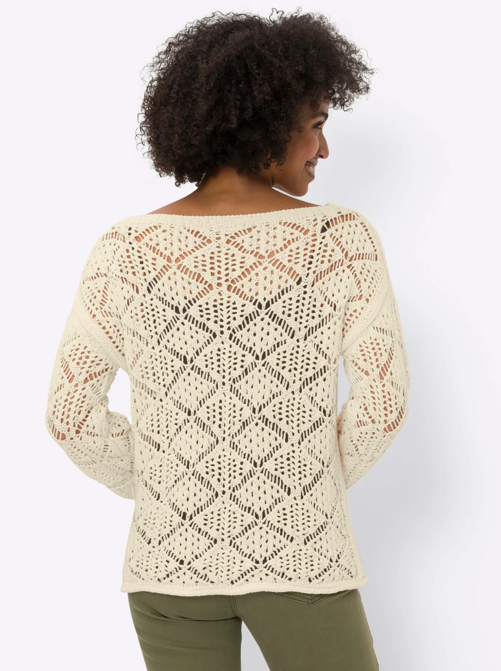 Pullover|heine Ajourpullover mit Transparent-Effekt champagner