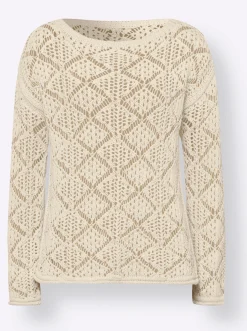 Pullover|heine Ajourpullover mit Transparent-Effekt champagner