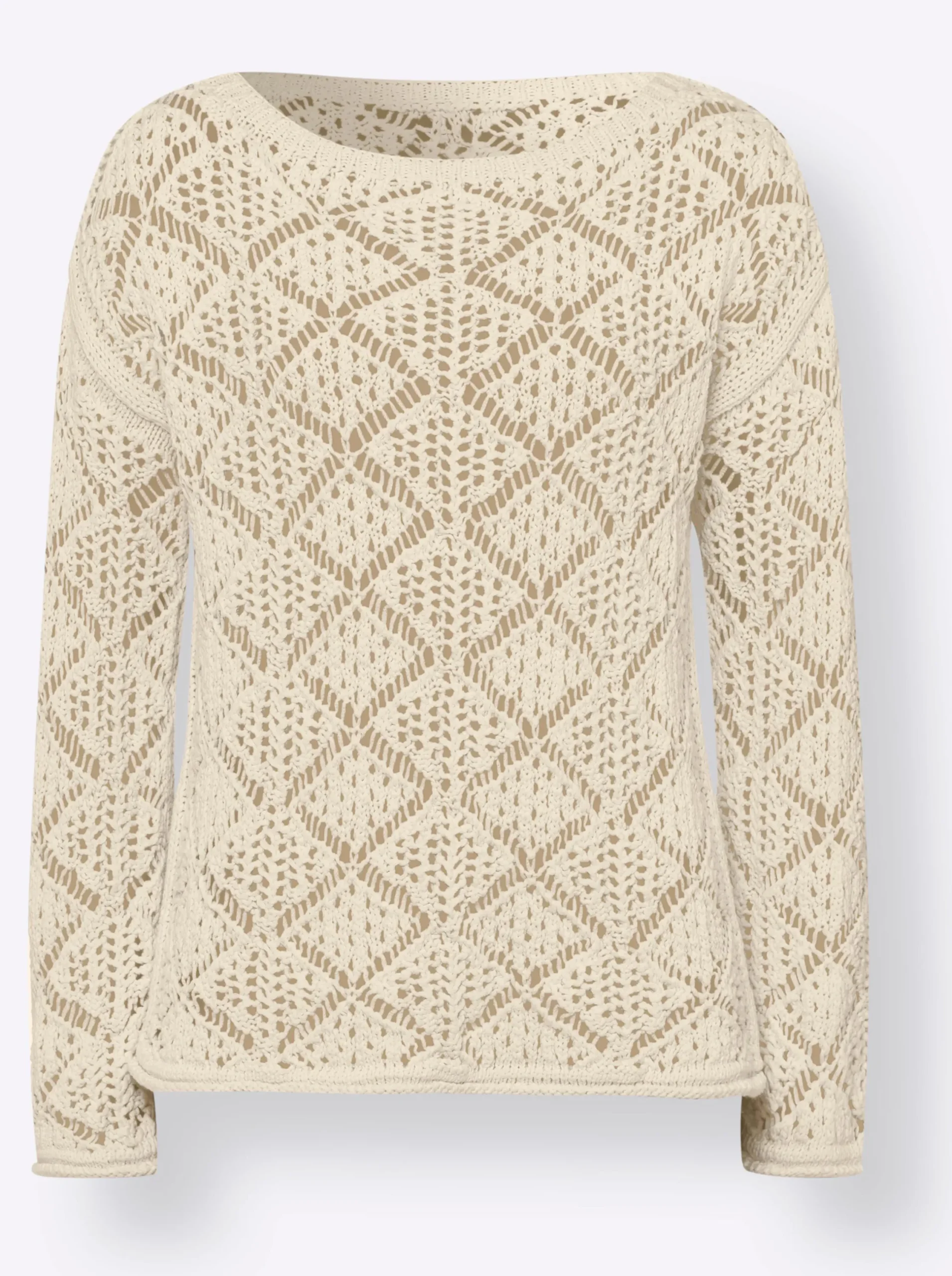 Pullover|heine Ajourpullover mit Transparent-Effekt champagner
