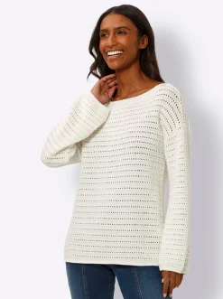 Pullover|heine Ajourpullover mit U-Boot-Ausschnitt ecru
