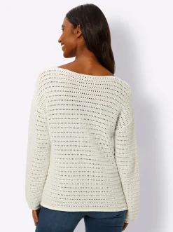 Pullover|heine Ajourpullover mit U-Boot-Ausschnitt ecru