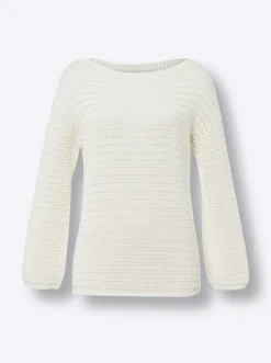 Pullover|heine Ajourpullover mit U-Boot-Ausschnitt ecru