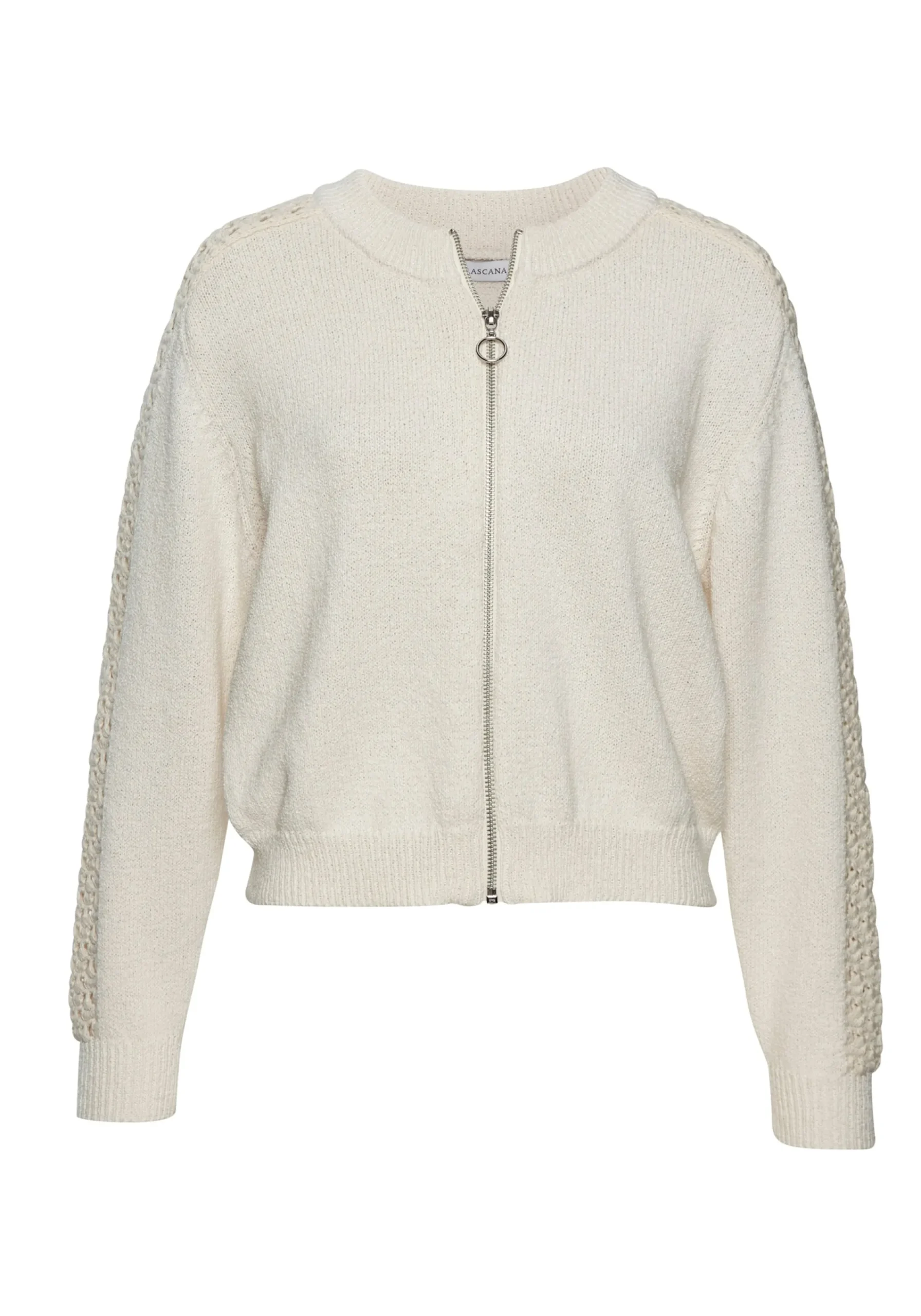Strickjacken|Vivance Ajourstrickjacke creme