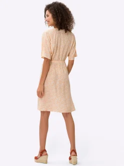 Kleider|heine A-Linien-Kleid apricot-ecru-bedruckt