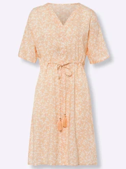 Kleider|heine A-Linien-Kleid apricot-ecru-bedruckt