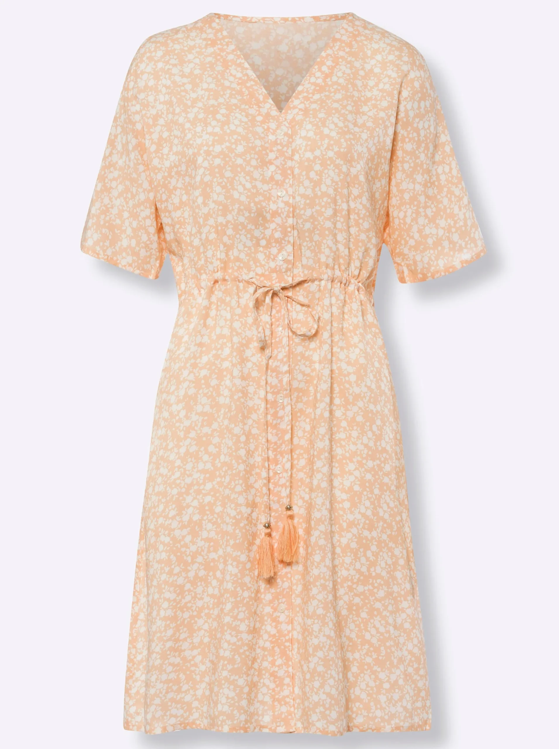 Kleider|heine A-Linien-Kleid apricot-ecru-bedruckt