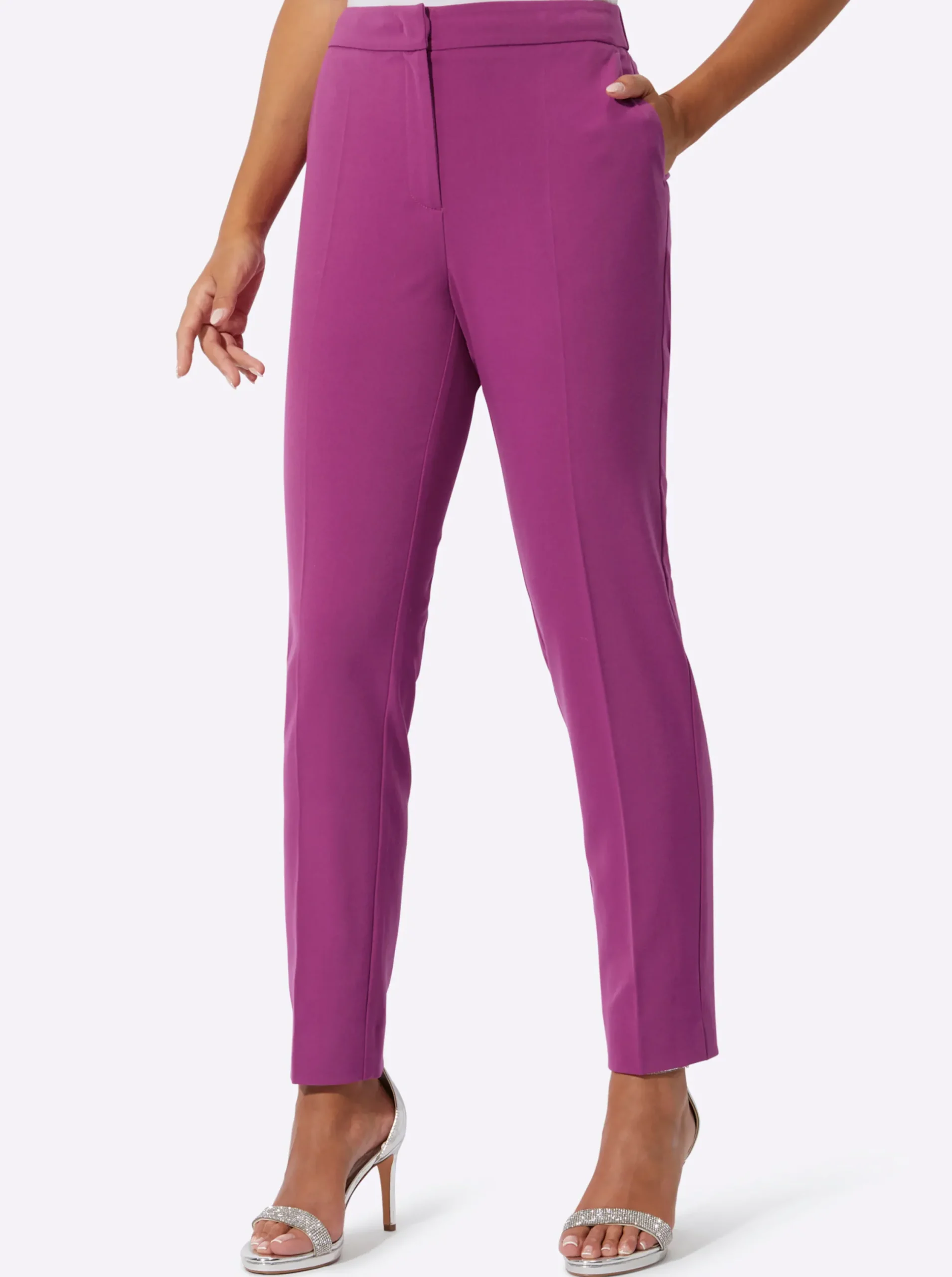 Hosen| Anzughose mit Bügelfalten, knitterarm magenta