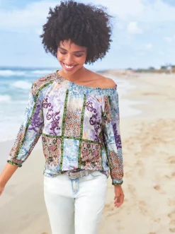 Shirts|heine 3/4-Arm-Shirt lavendel-mint-bedruckt
