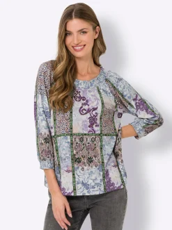 Shirts|heine 3/4-Arm-Shirt lavendel-mint-bedruckt
