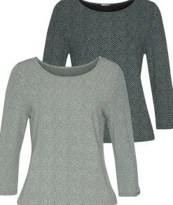 Shirts|LASCANA 3/4-Arm-Shirt grün,schwarz