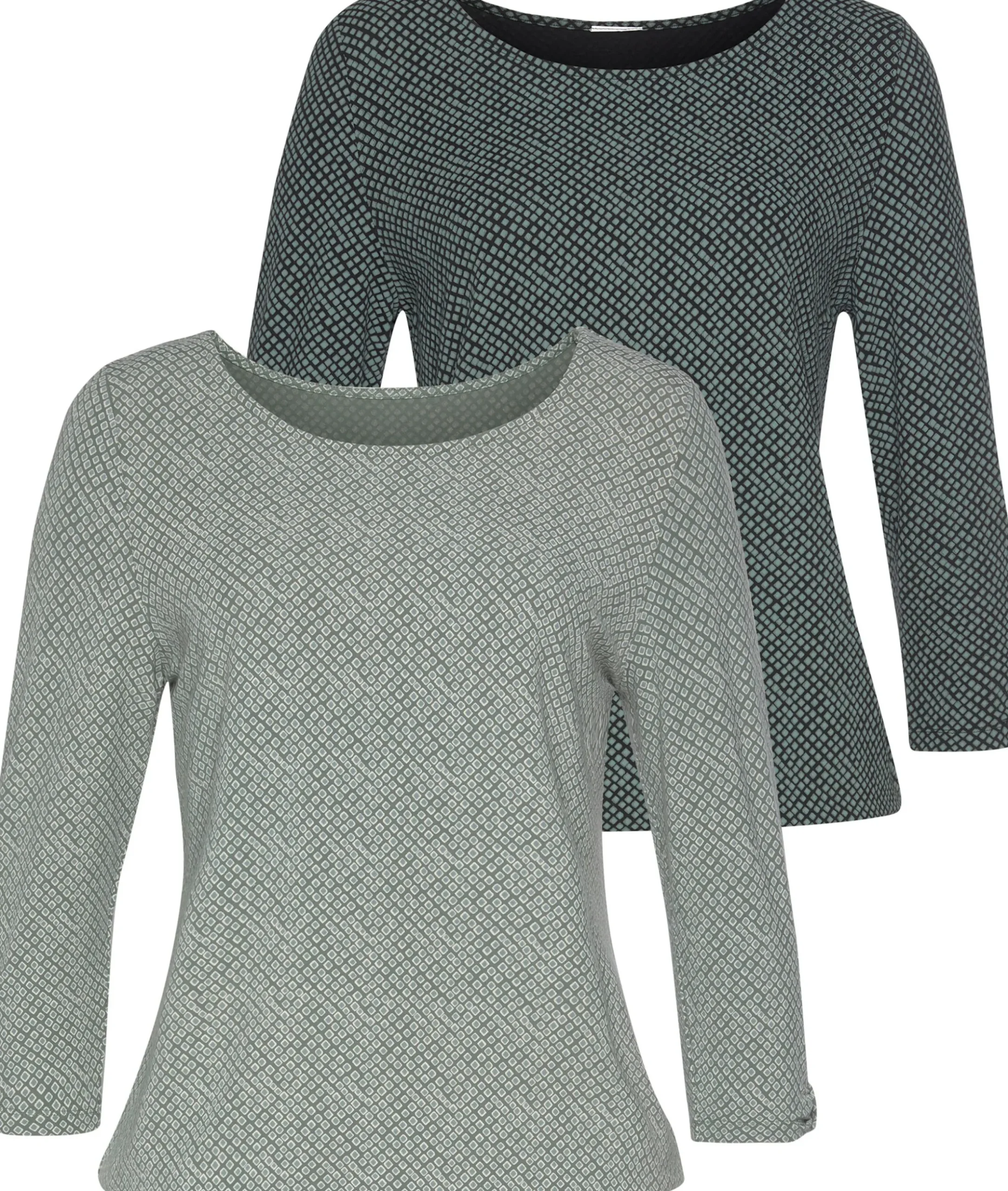 Shirts|LASCANA 3/4-Arm-Shirt grün,schwarz