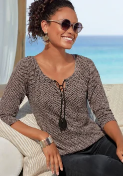 Shirts|LASCANA 3/4-Arm-Shirt schwarzbedruckt