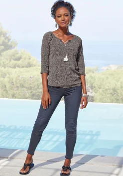 Shirts|LASCANA 3/4-Arm-Shirt schwarzbedruckt