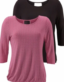 Shirts|LASCANA 3/4-Arm-Shirt beere-gemustert,schwarz