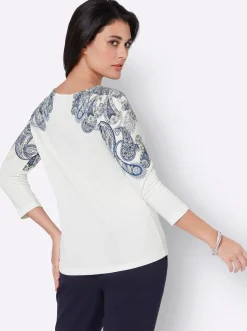 Shirts| 3/4-Arm-Shirt ecru-marine-bedruckt