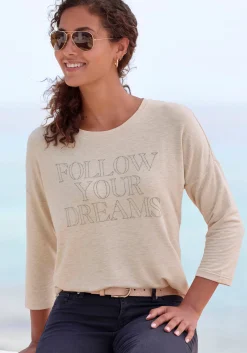 Strandmode|LASCANA 3/4-Arm-Shirt beigemeliert