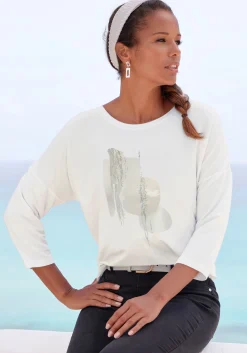 Shirts|LASCANA 3/4-Arm-Shirt weiß,beige,silber