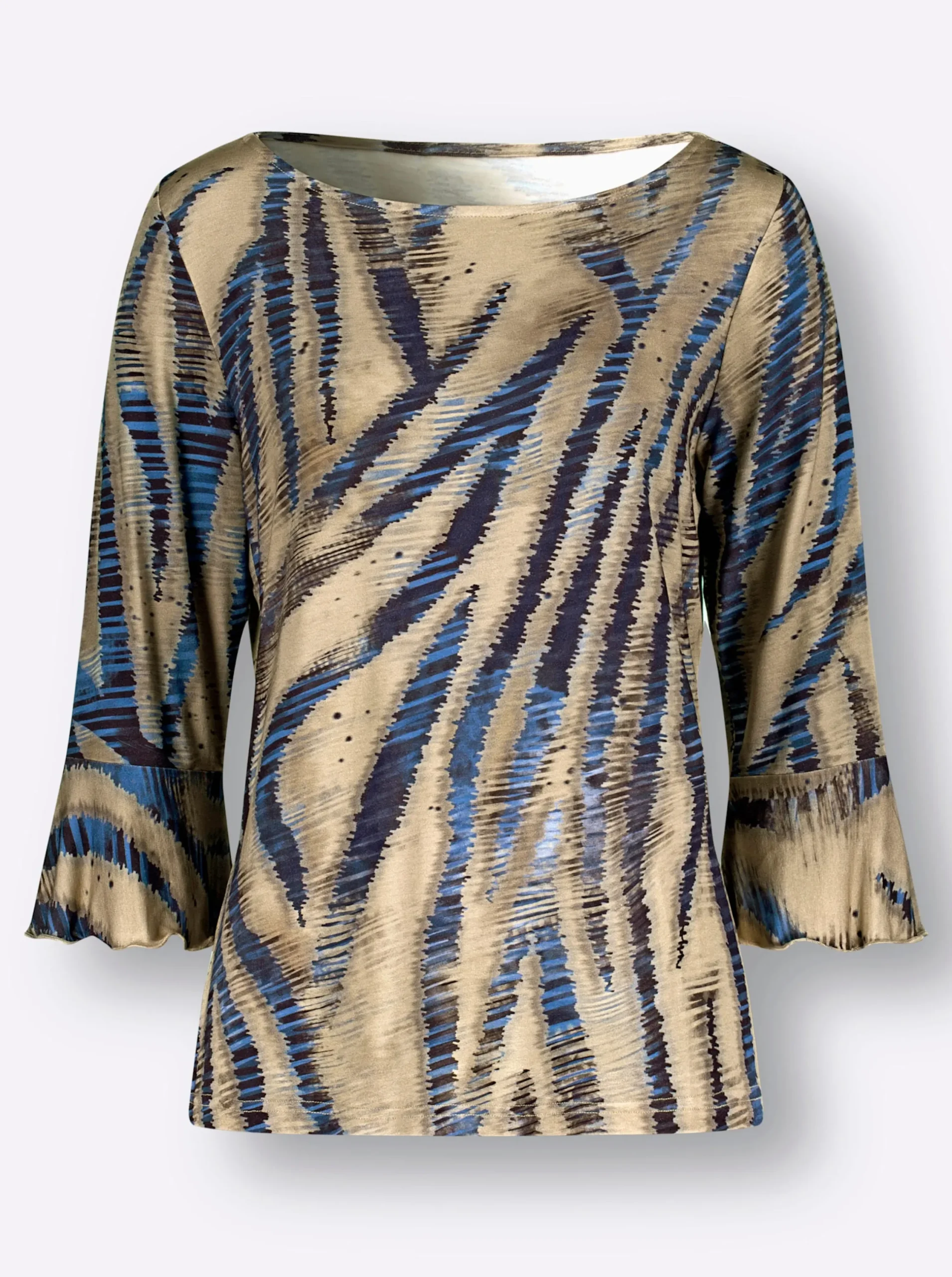 Shirts| 3/4-Arm-Shirt beige-marine-bedruckt